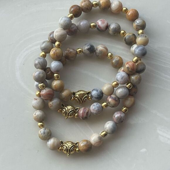 Fox crazy lace agate ONE stretch bracelet NEW meditation reiki yoga crystal - Picture 3 of 10